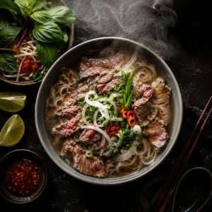 Phở bò khói nghi ngút tối giản