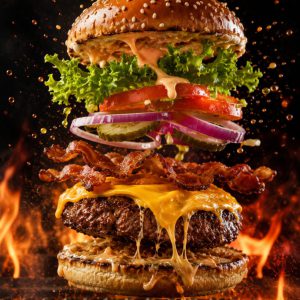 Burger lát cắt nổ tung