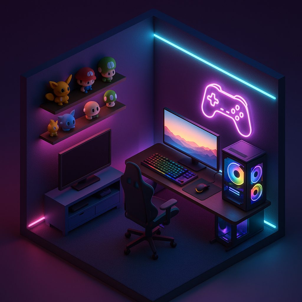 Isometric phòng làm việc gamer